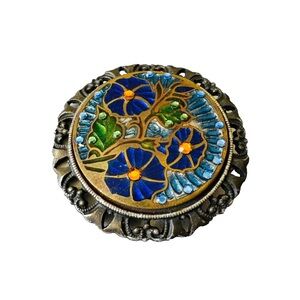 WOW! Vintage Anne Koplik Designs AKD Art Nouveau Style Flower Brooch 1 5/8"